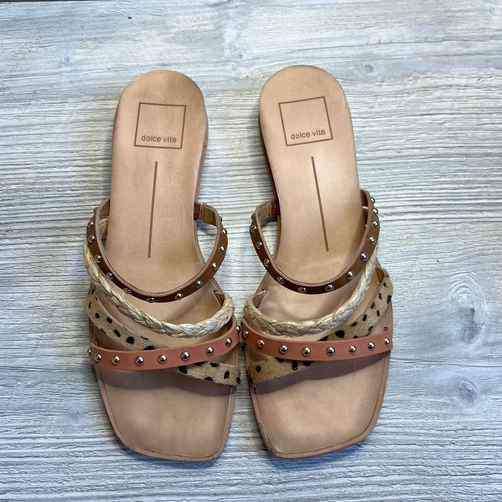 EUC Dolce Vita Ramey 4 strap slip on sandals size 6.5 leather great for summer - Picture 6 of 13